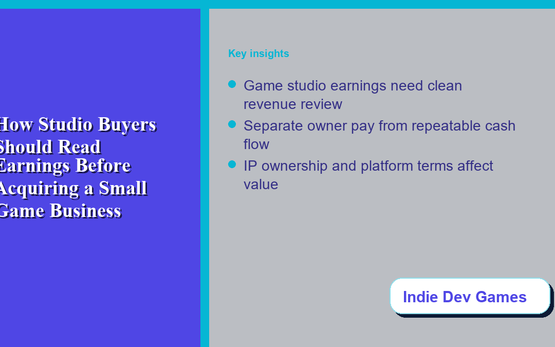 How Studio Buyers Should Read Earnings Before Acquiring a Small Game Business